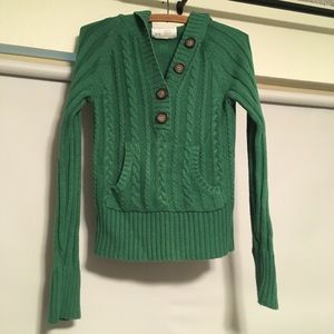Green hooded sweater